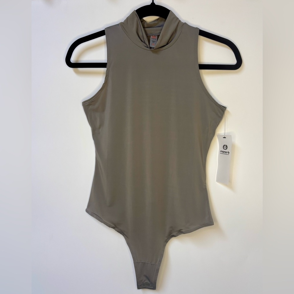 Mono B Stone Grey Sleeveless Bodysuit -NWT